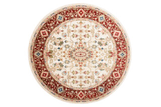 Dywan Rivoli Okrągły Kremowy Czerwony Ornamenty