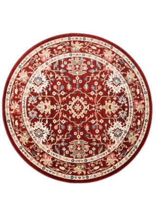 Dywan Rivoli Okrągły Czerwony Tradycyjny Ornamenty