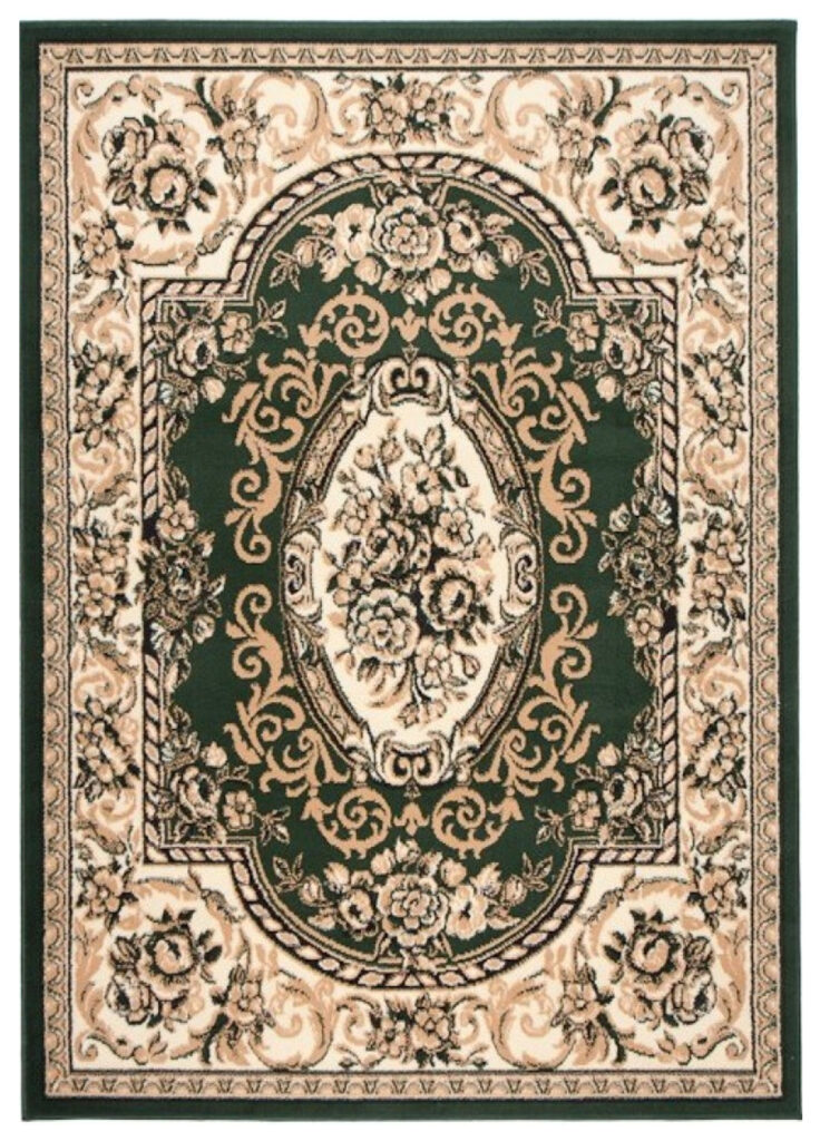Dywan Atlas Beżowo Zielony Ornament