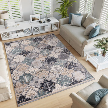 Dywan Colorado Szary Kremowy Mozaika Vintage