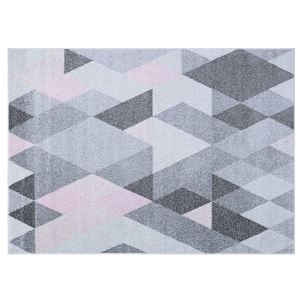 Dywan Lazur Szary Różowy Geometryczny Romby