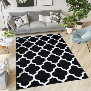 Dywan Luxury Czarny Biały Geometryczny Trellis