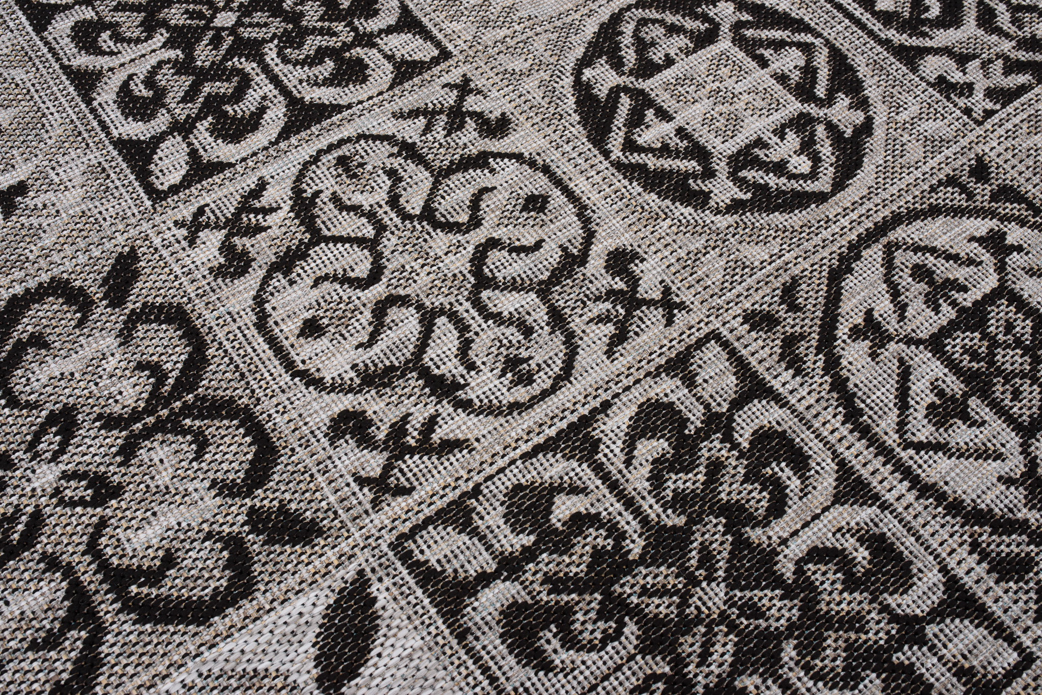 Dywan Melissa Okrągły Szary Czarny Mozaika Indoor Outdoor