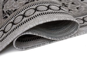 Dywan Melissa Okrągły Szary Czarny Mozaika Indoor Outdoor