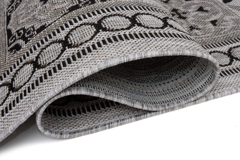 Dywan Melissa Okrągły Szary Czarny Mozaika Indoor Outdoor