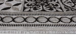 Dywan Melissa Okrągły Szary Czarny Mozaika Indoor Outdoor