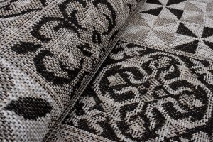 Dywan Melissa Okrągły Szary Czarny Mozaika Indoor Outdoor