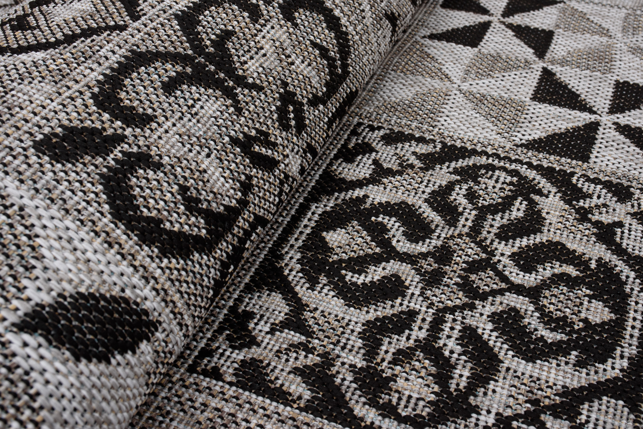 Dywan Melissa Okrągły Szary Czarny Mozaika Indoor Outdoor