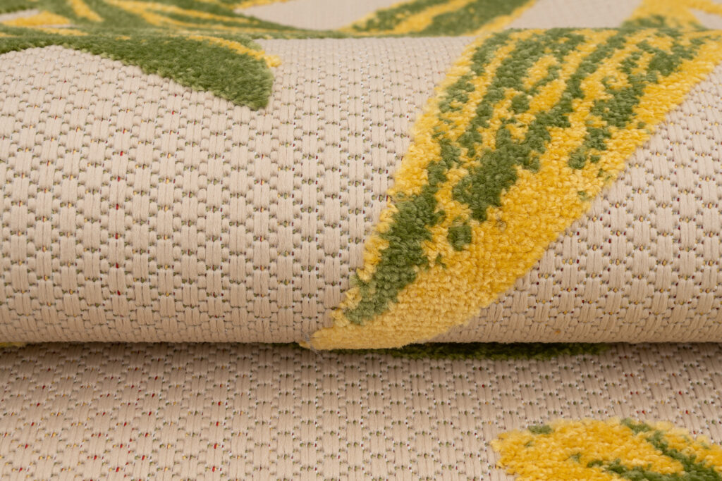 Dywan Zewnętrzny Patio Kremowy Zielony Liście