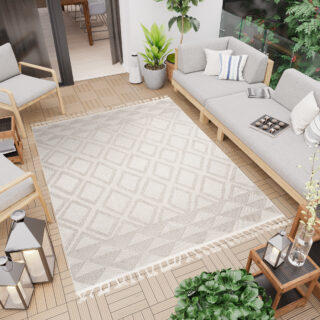 Dywan Timber Indoor Outdoor Beżowy Romby Trójkąty