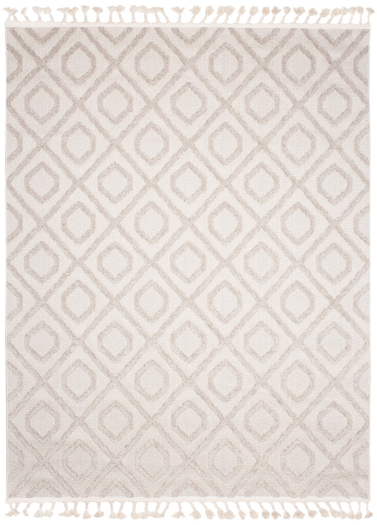 Dywan Timber Indoor Outdoor Beżowy Geometryczny z Frędzlami