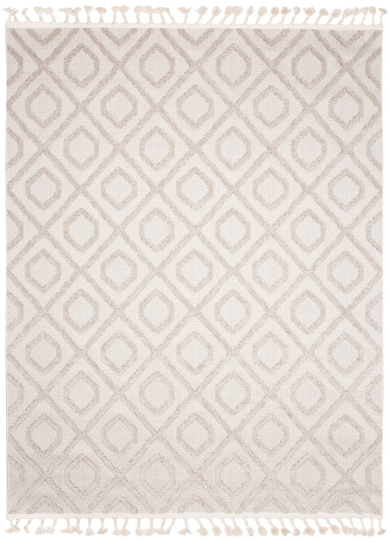 Dywan Timber Indoor Outdoor Beżowy Geometryczny z Frędzlami