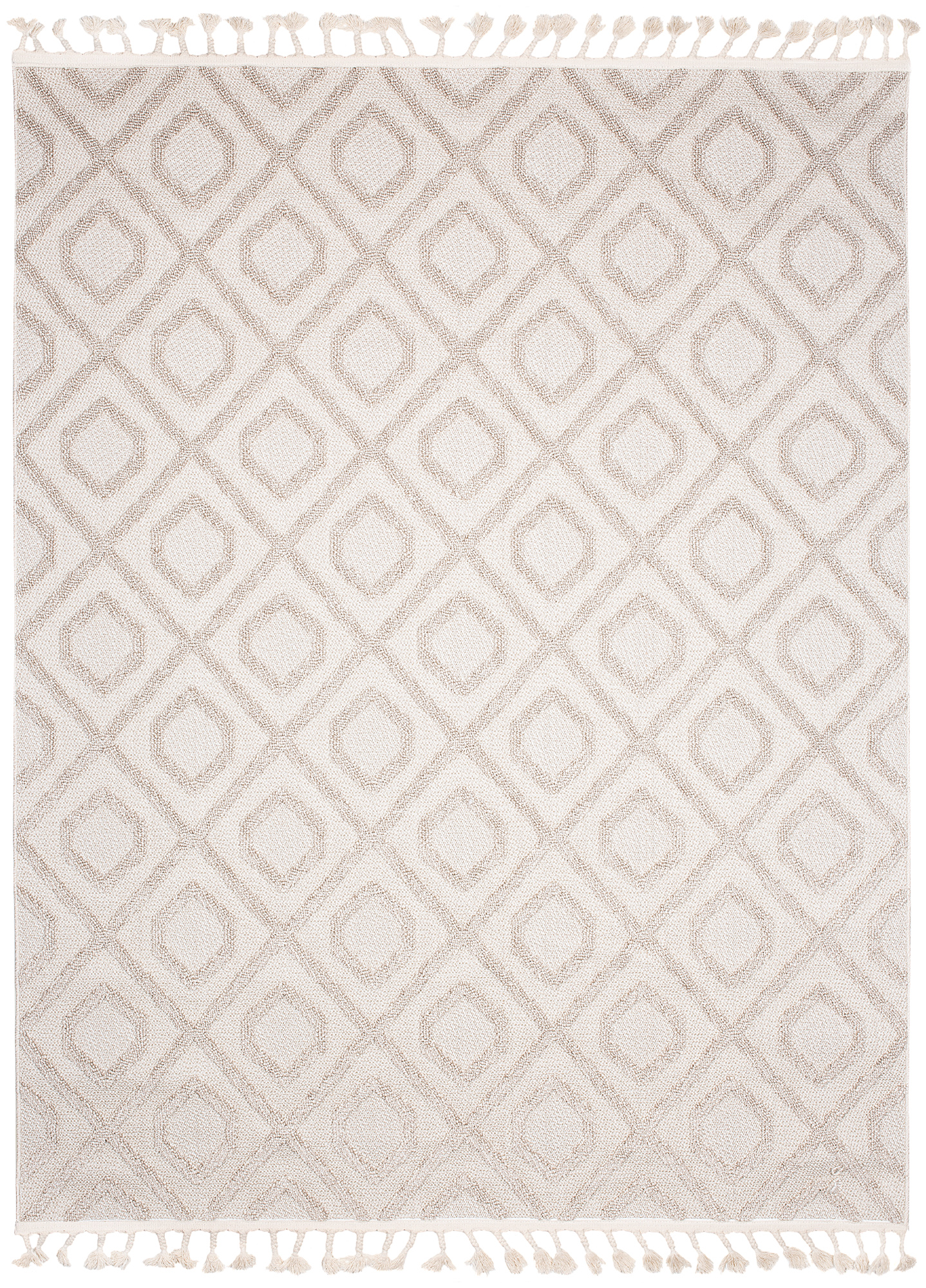 Dywan Timber Indoor Outdoor Beżowy Geometryczny z Frędzlami