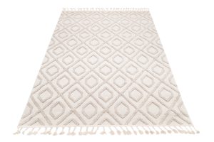 Dywan Timber Indoor Outdoor Beżowy Geometryczny z Frędzlami