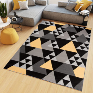 Dywan Maya Szary Żółty Geometryczny Trójkąty
