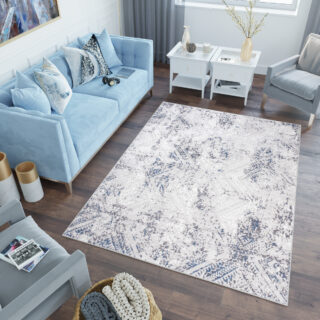 Dywan Sky Niebieski Kremowy Vintage Diamenty