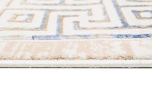 Dywan Hera Kremowy Beżowy Niebieski Geometryczny Efekt 3D