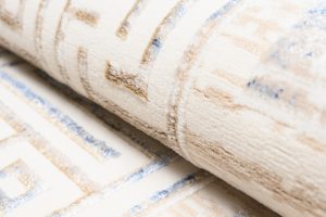 Dywan Hera Kremowy Beżowy Niebieski Geometryczny Efekt 3D