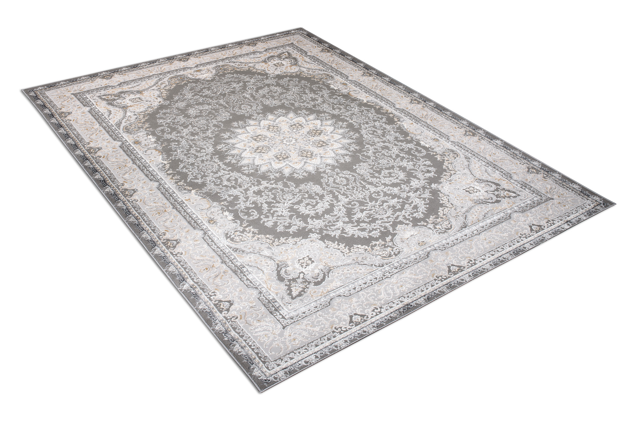 Dywan Hera Szary Beżowy Kremowy Klasyczny Efekt 3D