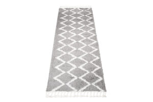 Chodnik Boho z Frędzlami Szary ZygZaki Shaggy