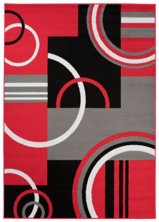 Dywan Maya Czerwony Szary Geometryczny