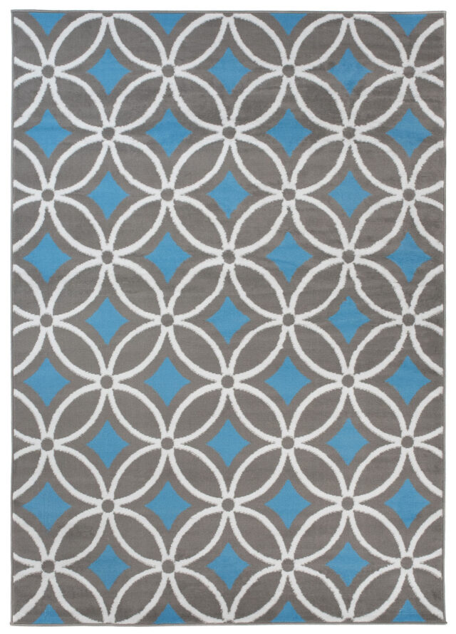 Dywan Maya Szary Niebieski Geometryczny Mozaika
