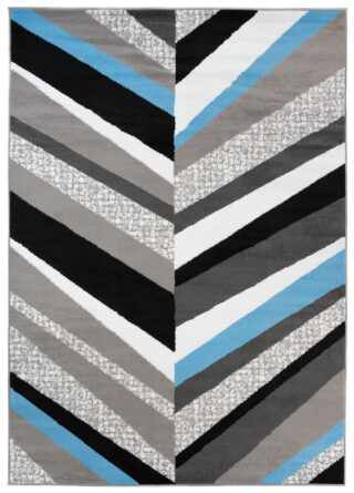 Dywan Maya Szary Niebieski Geometryczny Linie