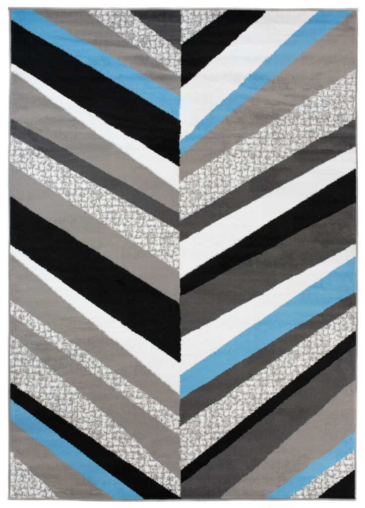 Dywan Maya Szary Niebieski Geometryczny Linie
