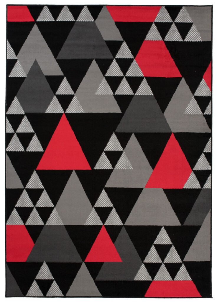 Dywan Maya Szary Czerwony Geometryczny Trójkąty