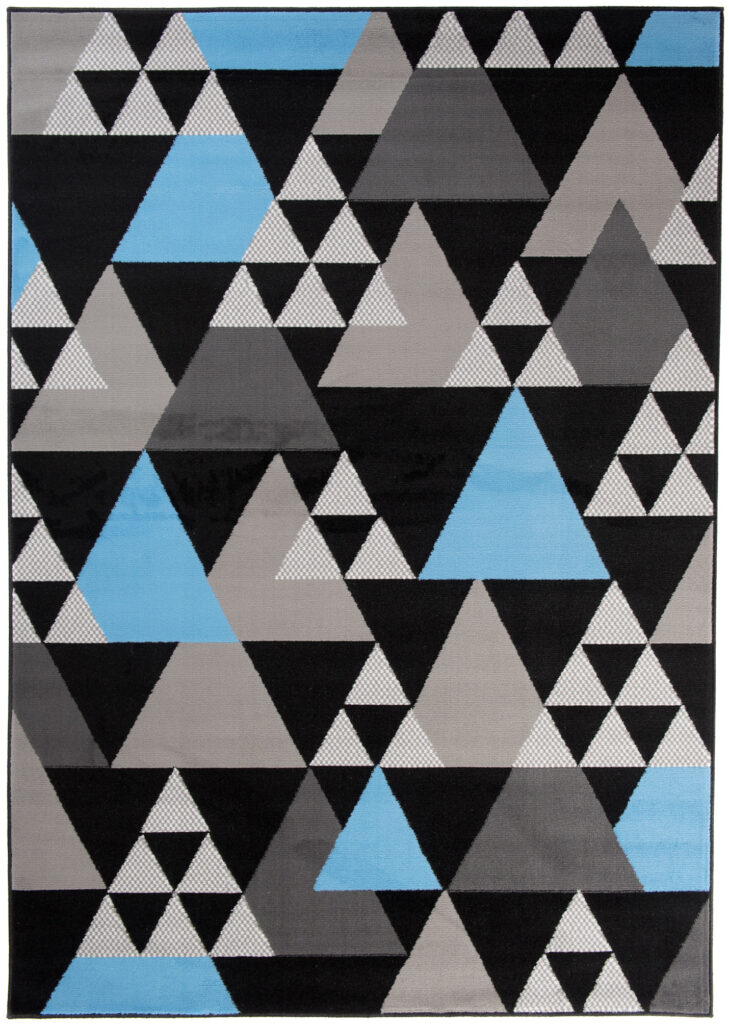 Dywan Maya Szary Niebieski Geometryczny Trójkąty