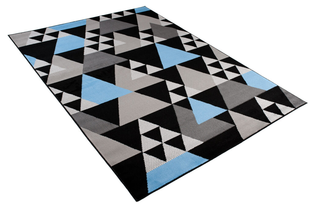 Dywan Maya Szary Niebieski Geometryczny Trójkąty