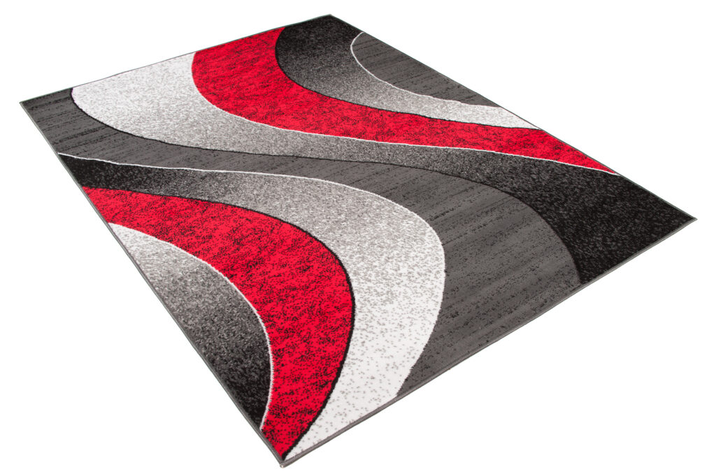 Dywan Luxury Szary Czerwony Geometryczny Fale