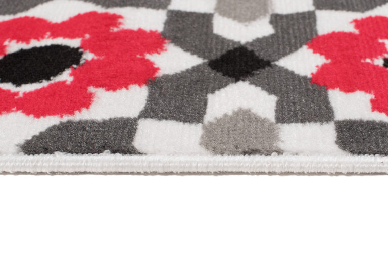 Dywan Maya Szary Czerwony Kwiatowa Mozaika