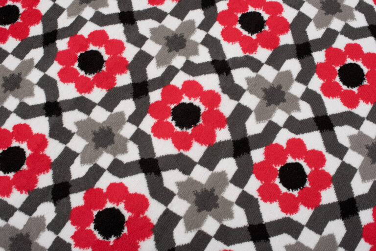 Dywan Maya Szary Czerwony Kwiatowa Mozaika