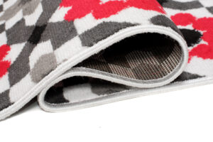 Dywan Maya Szary Czerwony Kwiatowa Mozaika