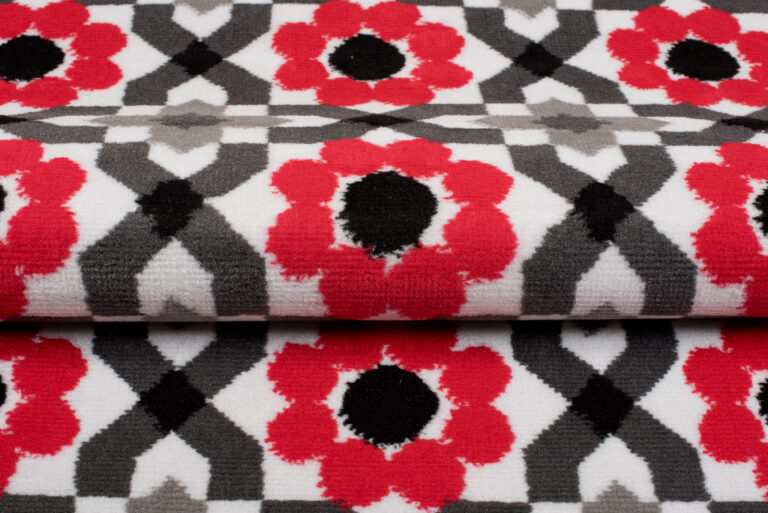 Dywan Maya Szary Czerwony Kwiatowa Mozaika