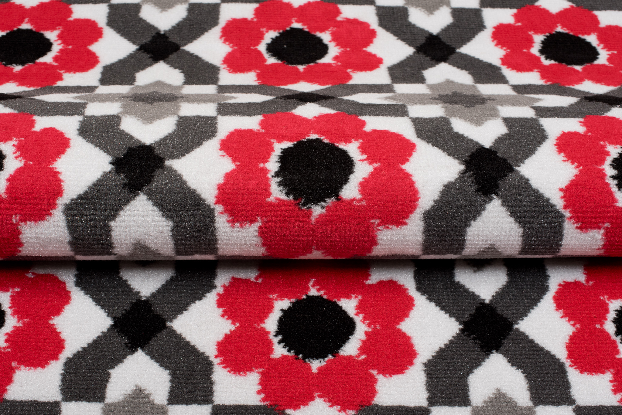 Dywan Maya Szary Czerwony Kwiatowa Mozaika