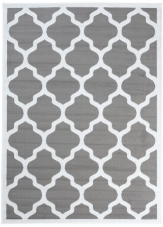 Dywan Luxury Szary Biały Geometryczny Trellis Ramka