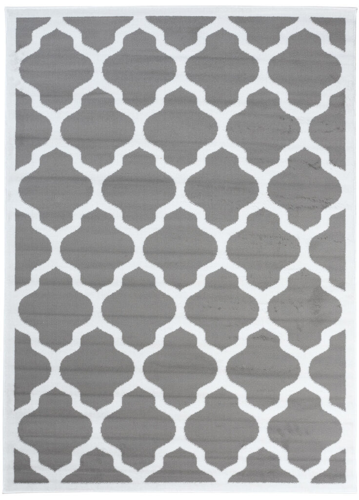 Dywan Luxury Szary Biały Geometryczny Trellis Ramka