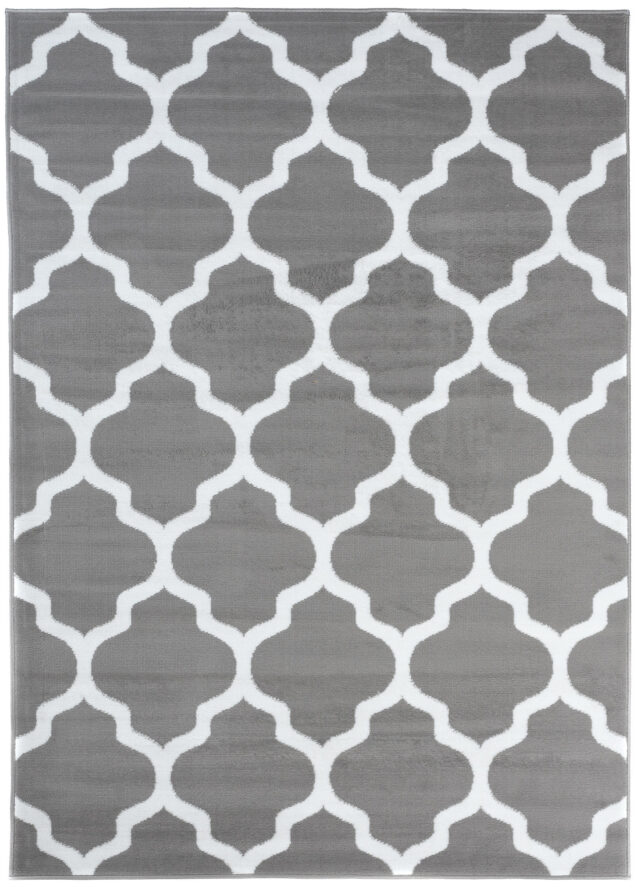 Dywan Luxury Jasny Szary Biały Geometryczny Trellis