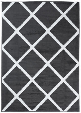 Dywan Luxury Ciemny Szary Biały Geometryczny Krata