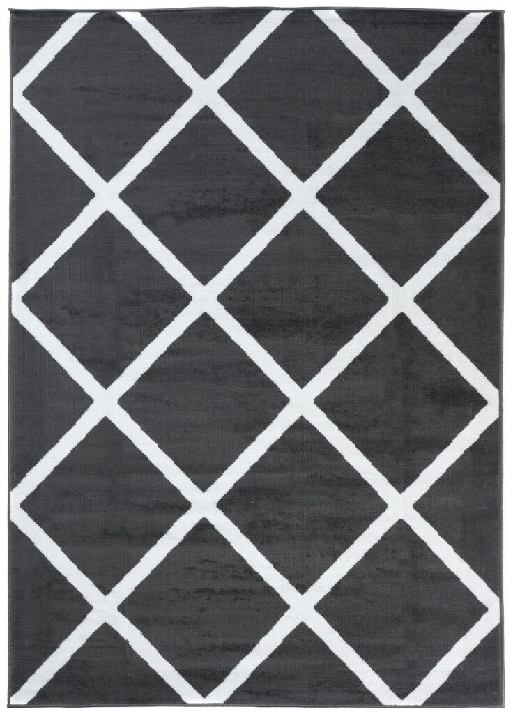 Dywan Luxury Ciemny Szary Biały Geometryczny Krata