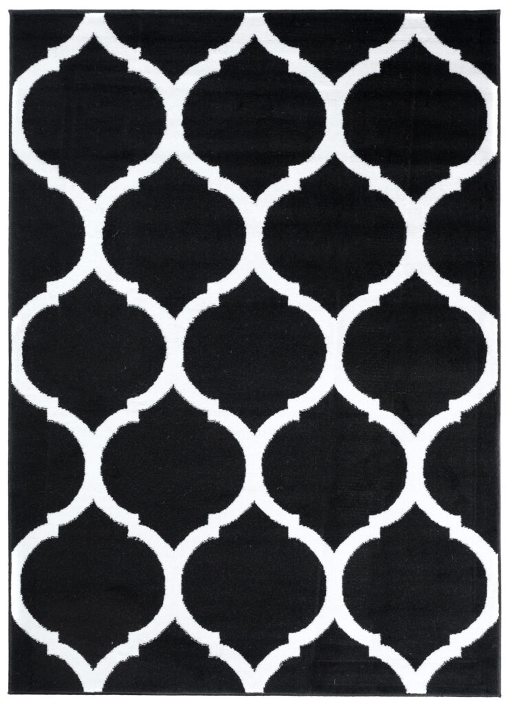 Dywan Luxury Czarny Biały Marokański Trellis