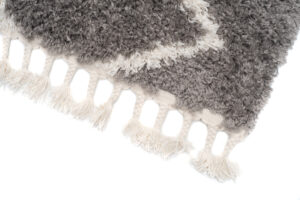 Dywan Boho z Frędzlami Szary ZygZak Shaggy