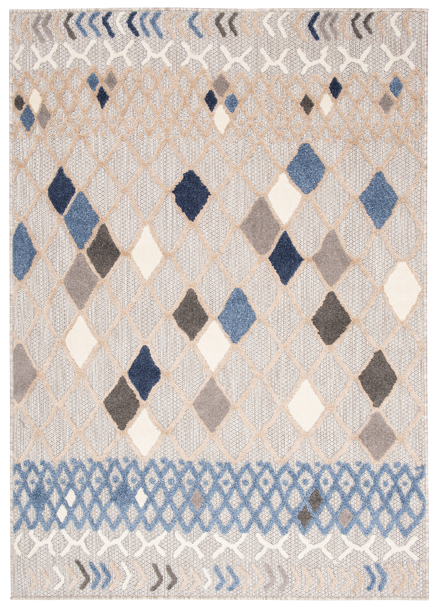 Dywan Zewnętrzny Patio Szary Niebieski Etniczny