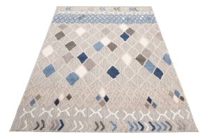 Dywan Zewnętrzny Patio Szary Niebieski Etniczny