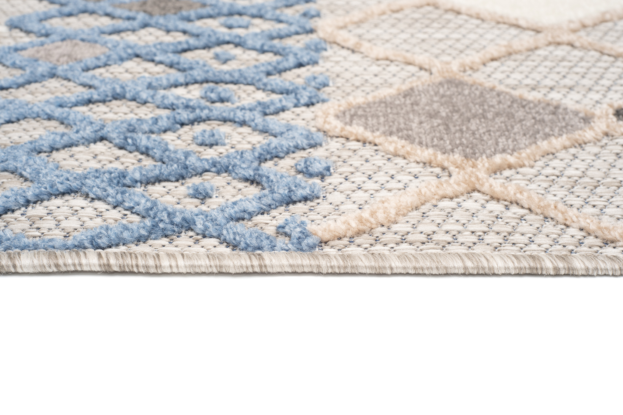 Dywan Zewnętrzny Patio Szary Niebieski Etniczny