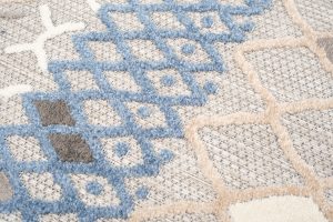 Dywan Zewnętrzny Patio Szary Niebieski Etniczny