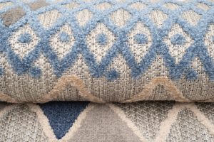 Dywan Zewnętrzny Patio Szary Niebieski Etniczny