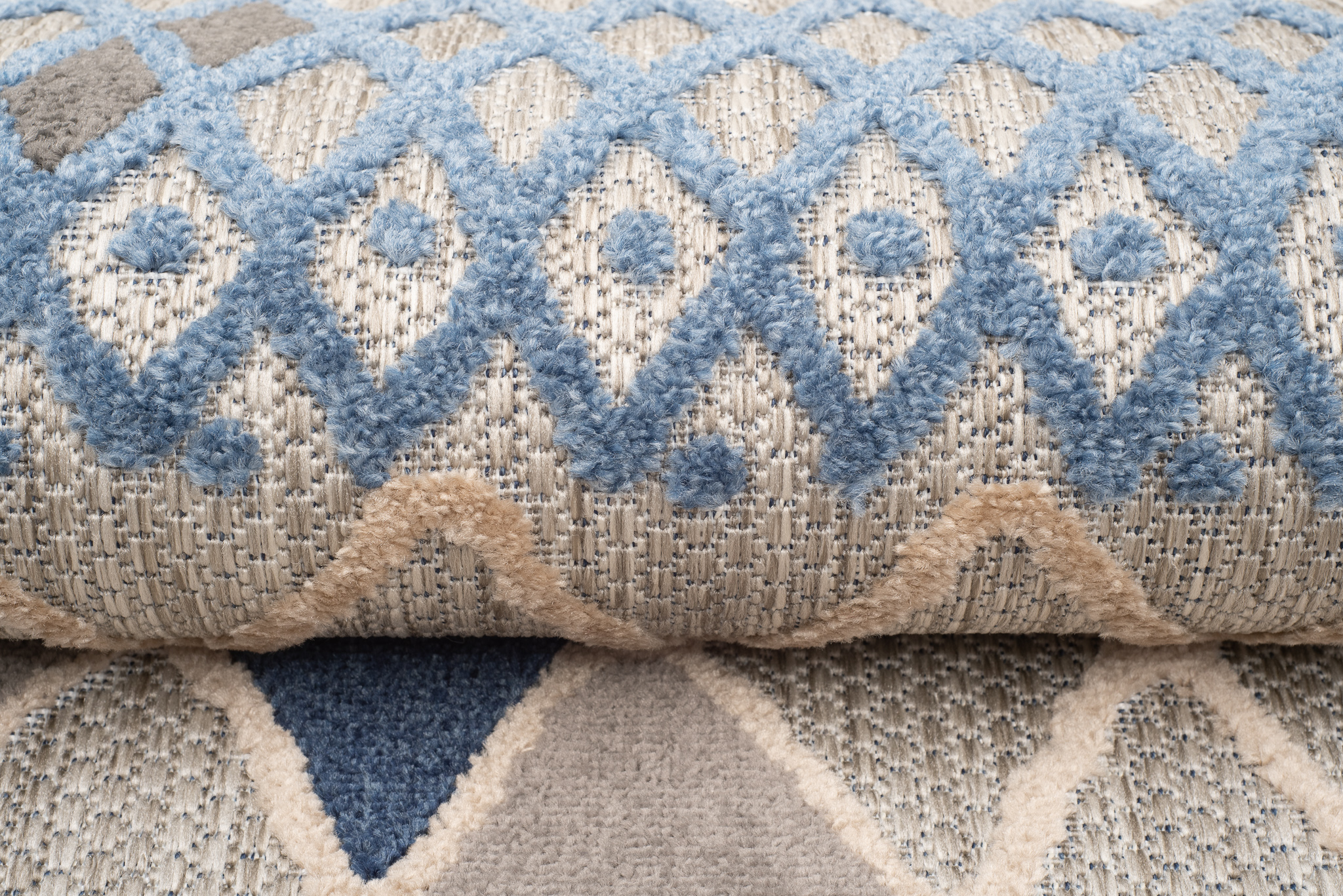 Dywan Zewnętrzny Patio Szary Niebieski Etniczny